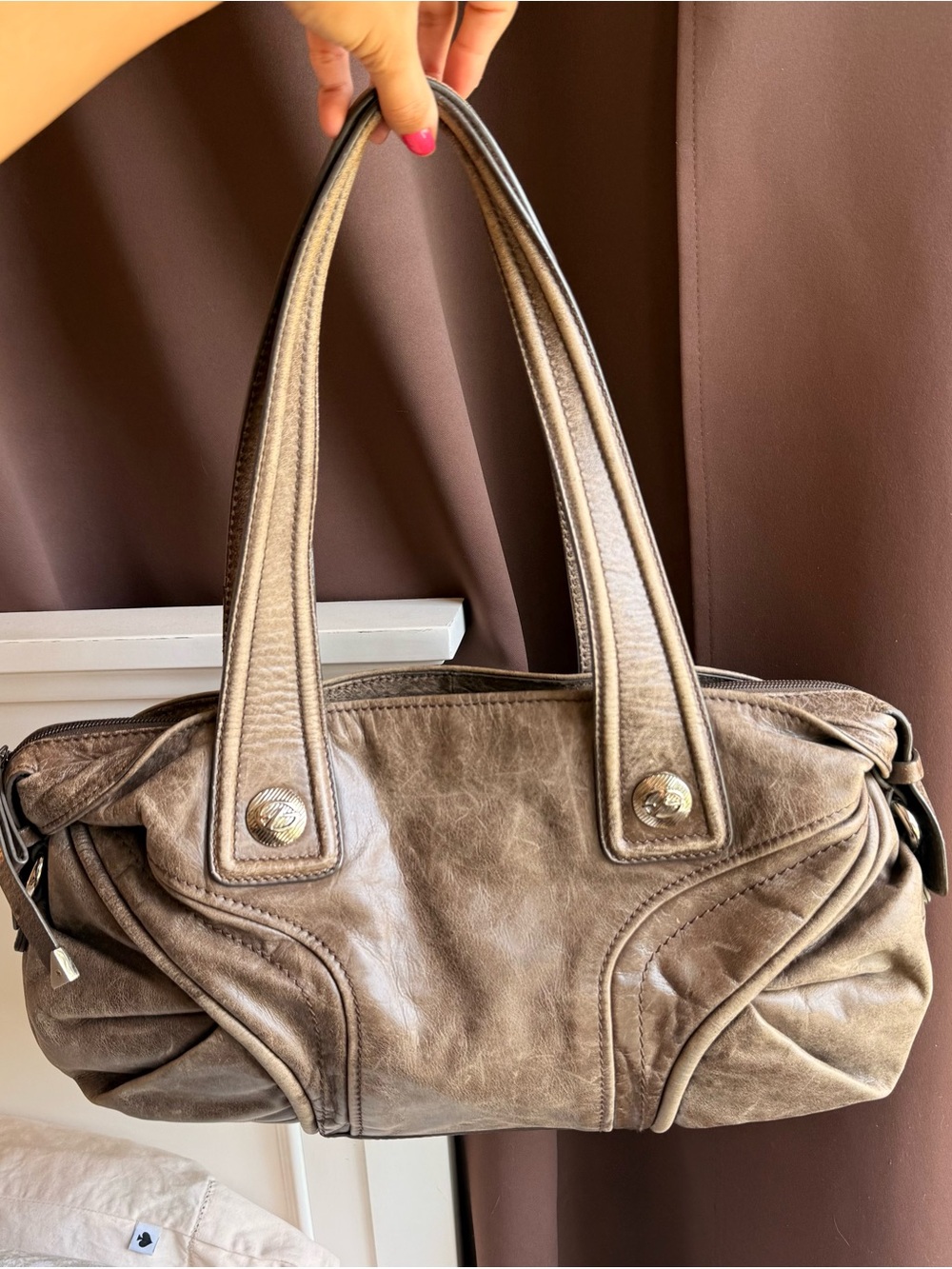 Vintage Francesco Biasia taupe leather bag